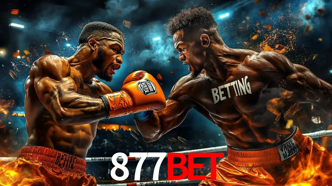 Dois boxeadores em uma luta intensa e explosiva, representando a adrenalina e as oportunidades de apostas em esportes de combate disponíveis na plataforma 877BET.